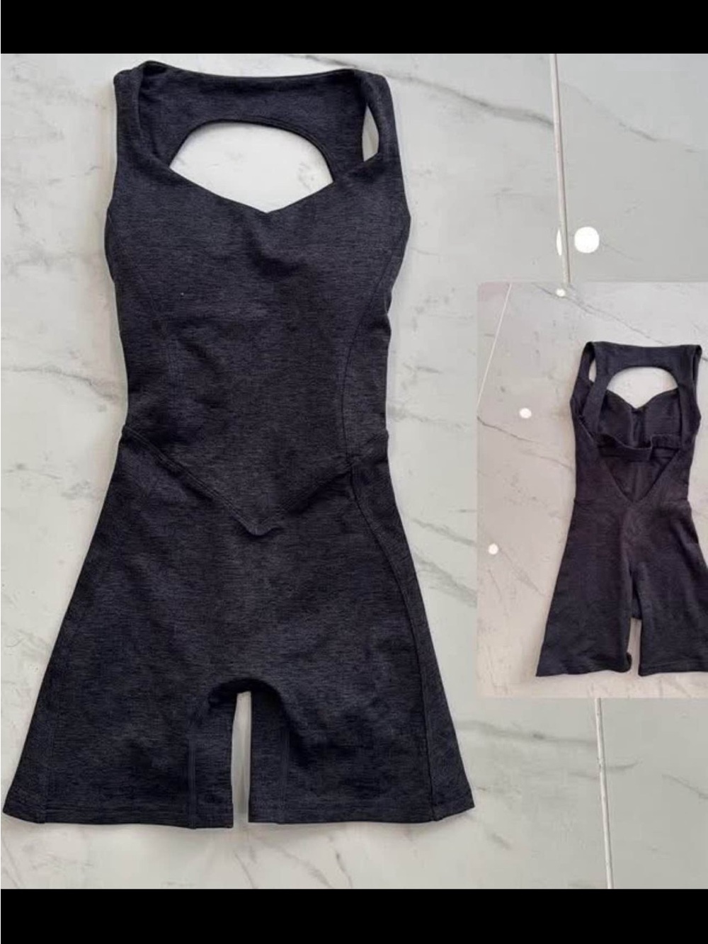 BuffBunny Black Scoop-Back Shaping Romper